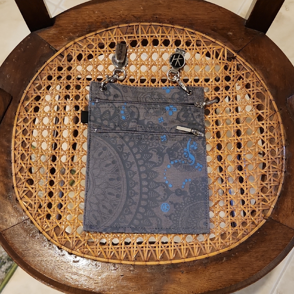 Gray and Blue Patterned Hipklips Bag